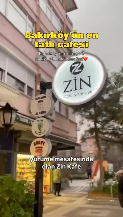 ZİN Cafe tabelası ve kahve hazırlığı